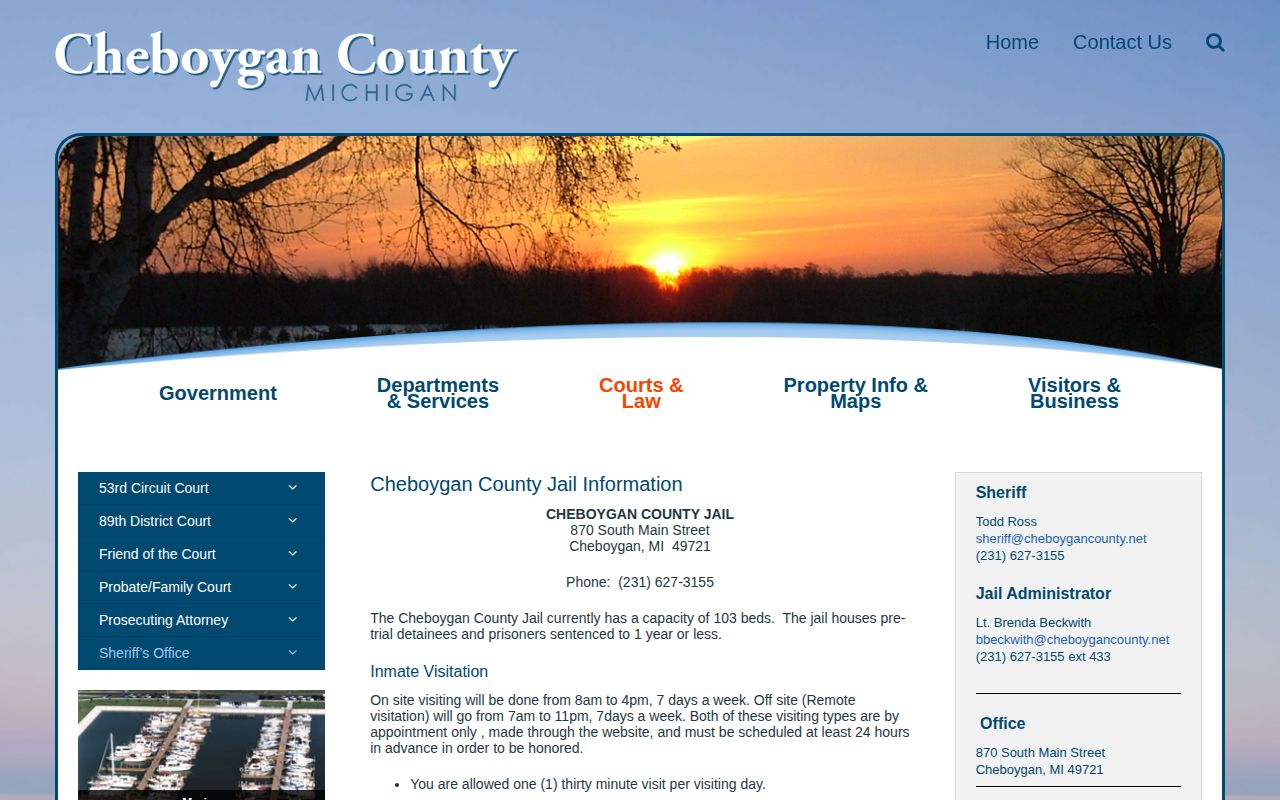 Cheboygan County Jail release records and facility information