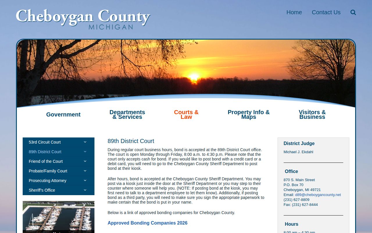 Cheboygan County bond release payment and processing instructions