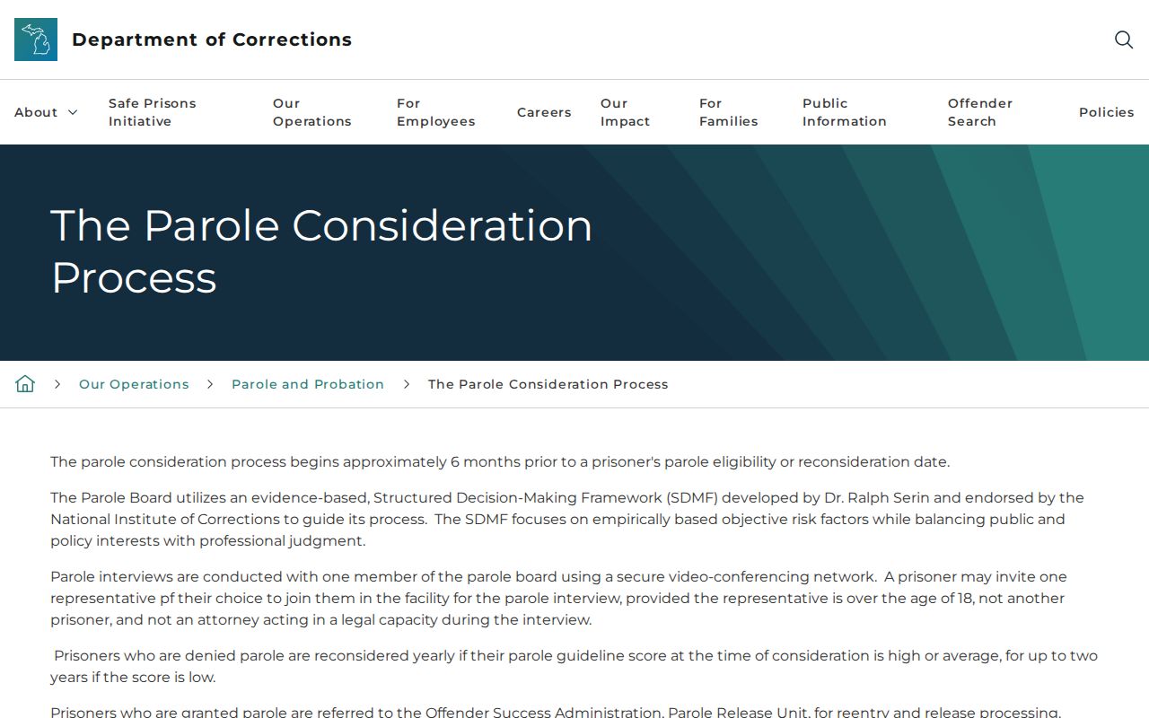 Michigan parole decision timeline affecting a Cheboygan County inmate release date